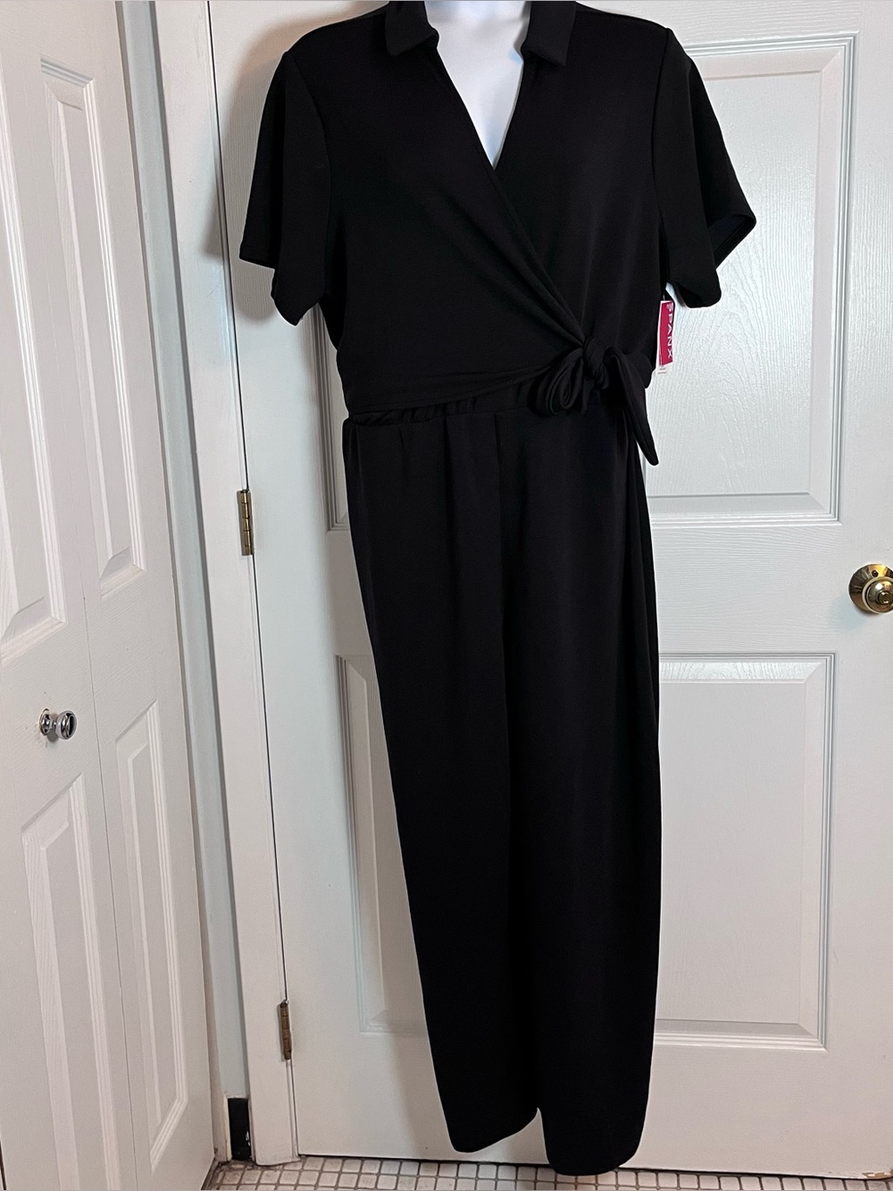 NWT SPANX AirEssentials Collared Tie-Waist Jumpsuit Black 3X Tall 3XT Loungewear